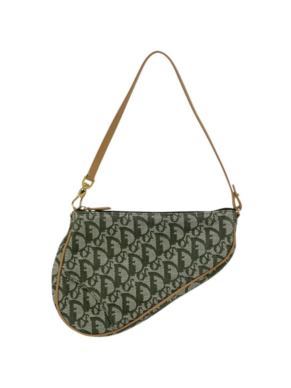 Dior Trotter Pattern Saddle Bag Canvas Green